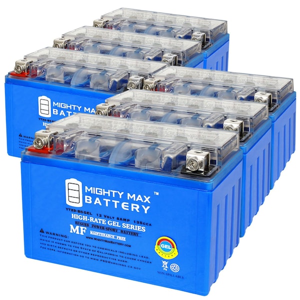 Mighty Max Battery YTX9-BSGEL 12V 8AH GEL Replacement Battery compatible with Poweroad YG9-BS - 6PK MAX4027229 - main